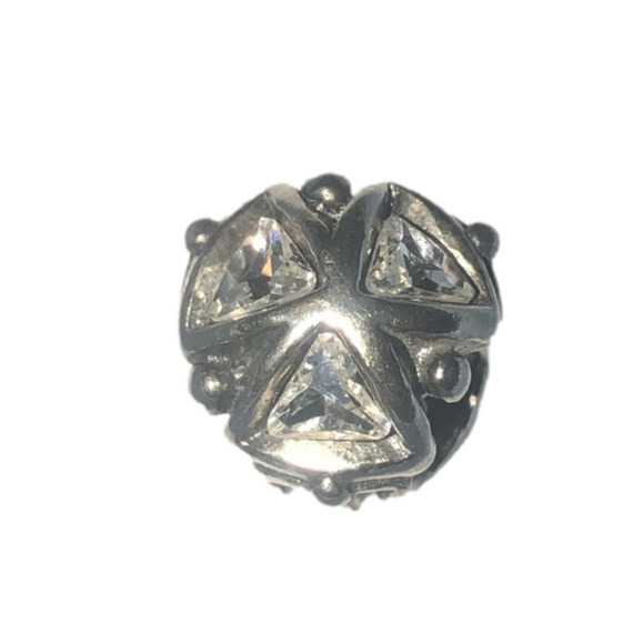 TROLLBEADS Sterling Silver Crystal Triangles Splitter Pendant Charm Bead 12301 - Picture 1 of 8